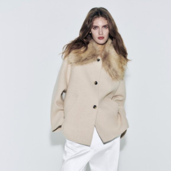 Zara COAT WITH MANTECO WOOL ZW COLLECTION - Picture 1 of 1
